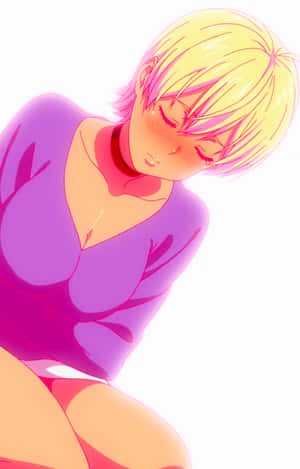 Blonde Anime Characterin Purple Top Wallpaper