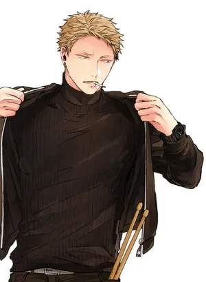 Blonde Anime Drummer Stylish Pose Wallpaper