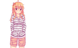 Blonde Anime Girl Casual Outfit Wallpaper