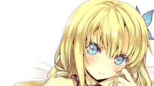 Blonde Anime Girl Gentle Gaze Wallpaper