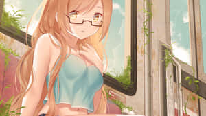 Blonde Anime Girl Glasses Summer Breeze Wallpaper