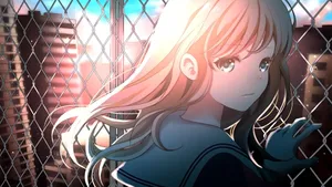 Blonde Anime Girl Sunset Backdrop Wallpaper