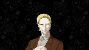 Blonde Anime Scientist Dark Background Wallpaper