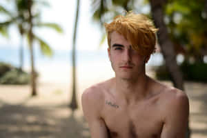 Blonde Boy Beachside Portrait Wallpaper