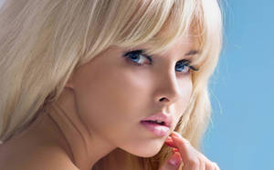 Blonde Female Model Ocean Blue Wallpaper