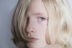 Blonde Girl Green Eyes Portrait Wallpaper