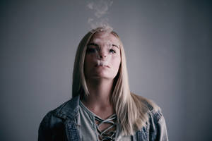 Blonde-hair Girl Smoking Wallpaper