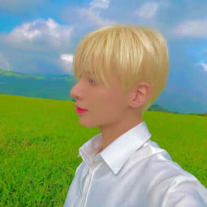 Blonde Indie Profilein Green Field Wallpaper