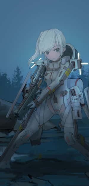 Blonde Mecha Pilot Standing Wallpaper