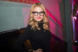 Blonde Woman Black Glasses Wallpaper