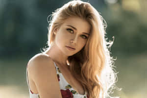 Blonde Woman Summer Glow Wallpaper