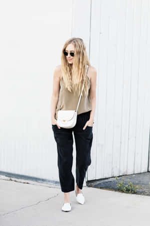 Blonde Woman With White Nicholas Kirkwood Loafers Wallpaper