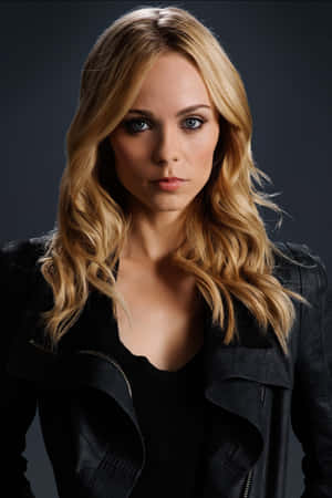 Blonde Womanin Black Leather Jacket Wallpaper