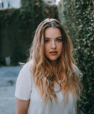 Blonde Womanin White Tee Wallpaper