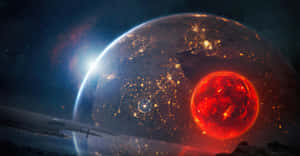 Blood Moon Passing By A Planet Wallpaper