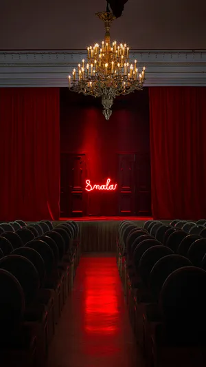 Blood Red Theater Chandelier Wallpaper