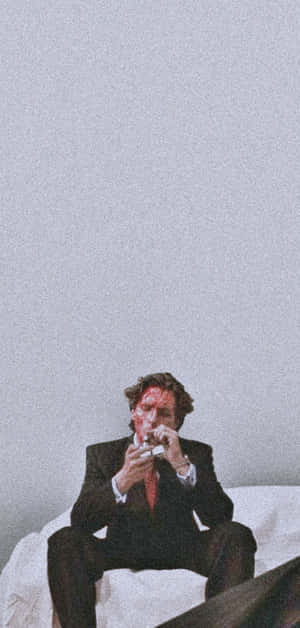 Bloodied Manin Suit Smoking Wallpaper