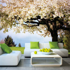 Blossoming Tree Muralin Living Room Wallpaper