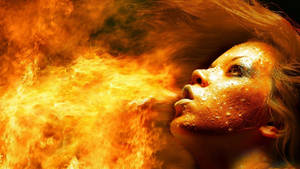 Blowing Fire Girl Wallpaper