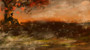 Blowing Leaves In The Autumn Wind Wallpaper