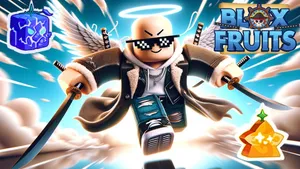 Blox Fruits Gameplay Character With Swords Wallpaper