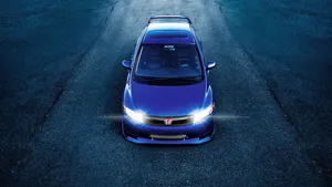 Blue 4k Honda Civic Asphalt Road Wallpaper