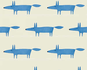 Blue Abstract Dog Pattern Wallpaper