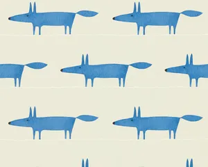 Blue Abstract Dog Pattern Wallpaper