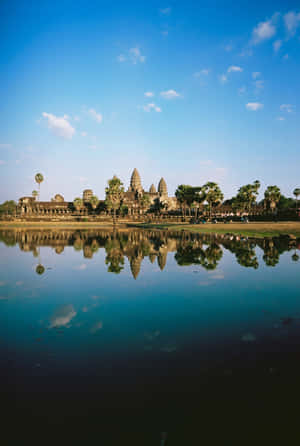 Blue Aesthetic Angkor Thom Phone Wallpaper