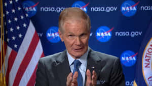 Blue Aesthetic Bill Nelson Speaking For Nasa Wallpaper