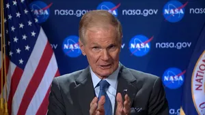 Blue Aesthetic Bill Nelson Speaking For Nasa Wallpaper