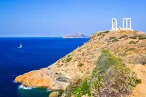 Blue Aesthetic Cape Sounion Wallpaper
