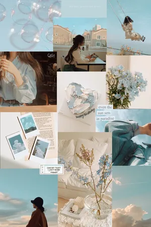 Blue Aesthetic Collage Wallpaper Wallpaper