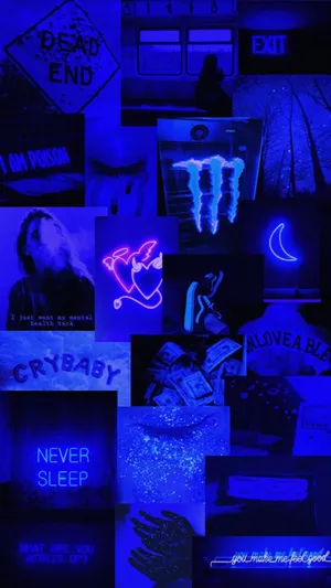Blue Aesthetic Collage Wallpaper Wallpaper
