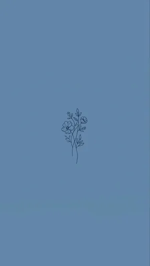 Blue Aesthetic Floral Sketch Wallpaper
