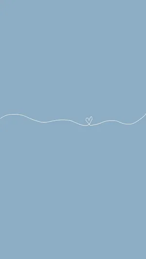 Blue Aesthetic Heart Line Art Wallpaper