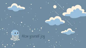 Blue Aesthetic Joyful Octopus Clouds Wallpaper