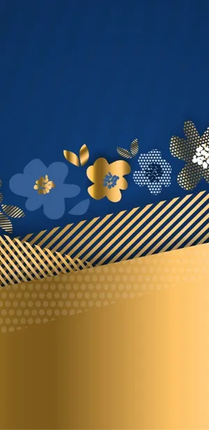 Blue And Gold Flowers Wallpaper