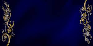 Blue And Gold Sprawling Flower Wallpaper