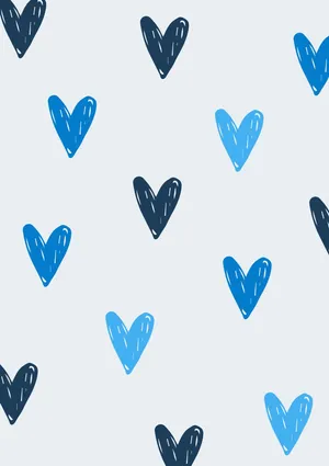 Blue And Pastel Blue Heart Pattern Wallpaper