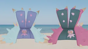 Blue And Pink Toxapex Wallpaper