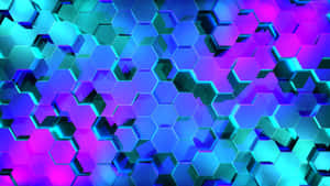 Blue And Purple Hexagon Patterns Wallpaper