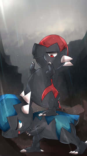 Blue And Red Cranidos Wallpaper