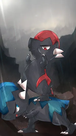 Blue And Red Cranidos Wallpaper