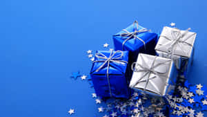 Blue And Silver Gift Boxes Wallpaper