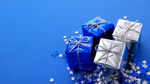 Blue And Silver Gift Boxes Wallpaper