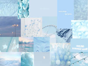 Blue And White Aesthetic Collage Wallpaper