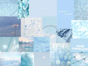 Blue And White Collage With A Lot Of Pictures Wallpaper
