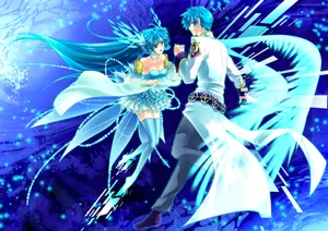 Blue Anime Kaito And Hatsune Miku Wallpaper