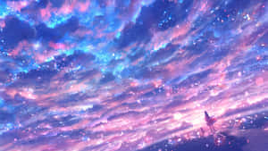 Blue Anime Scenic Sunset Sky Wallpaper